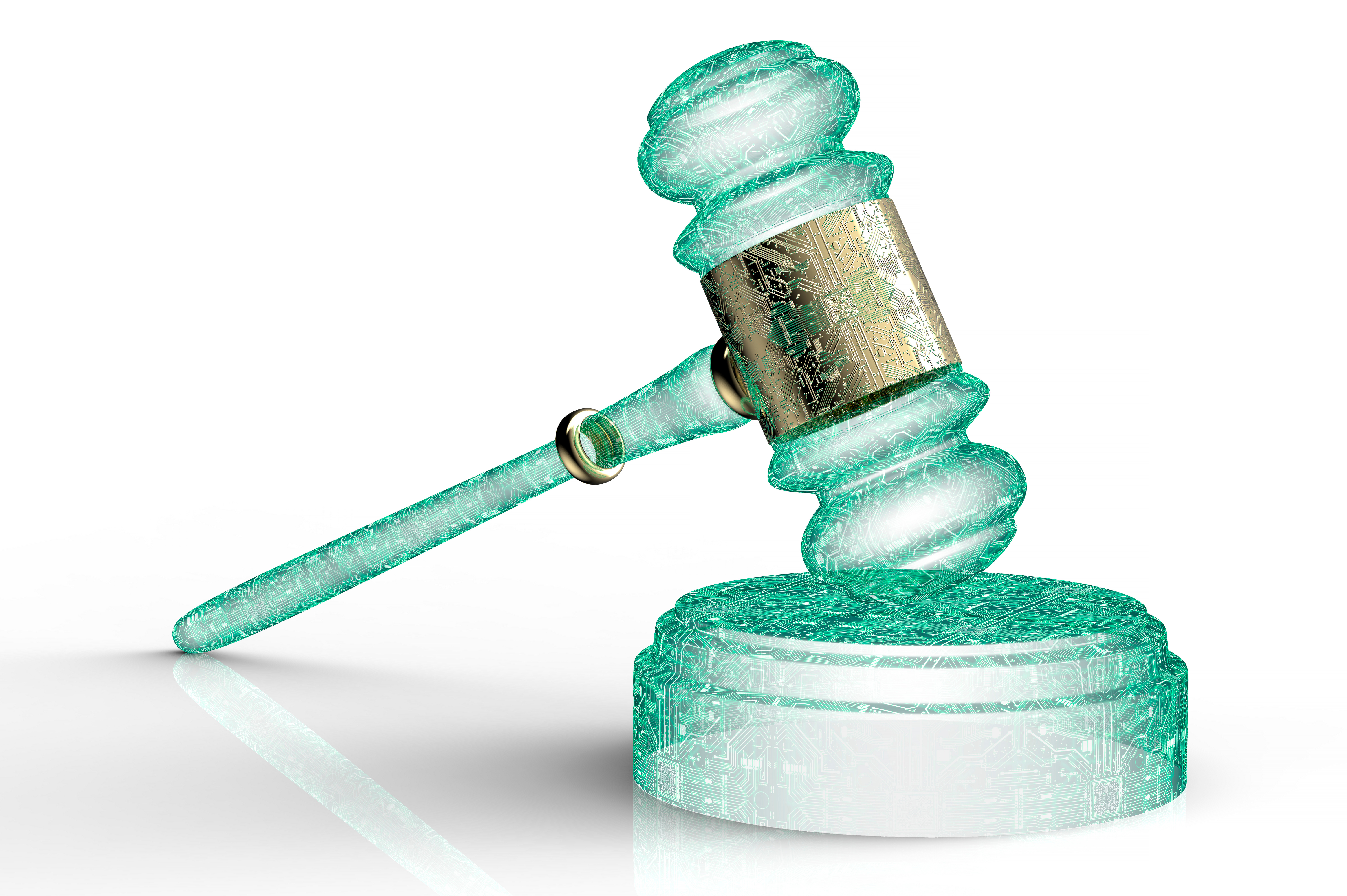 legal computer judge concept, cyber gavel with clipping path ,3D illustration